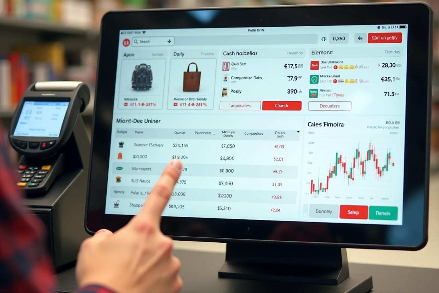 Retail Point of Sale Dashboard showing sales analytics, inventory management, and real-time transaction processing
